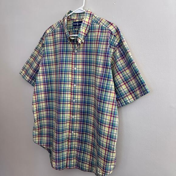 Ralph Lauren Classic Fit Mens Plaid Shirt XXL Short Sleeve Preppy Button Front - Picture 7 of 10